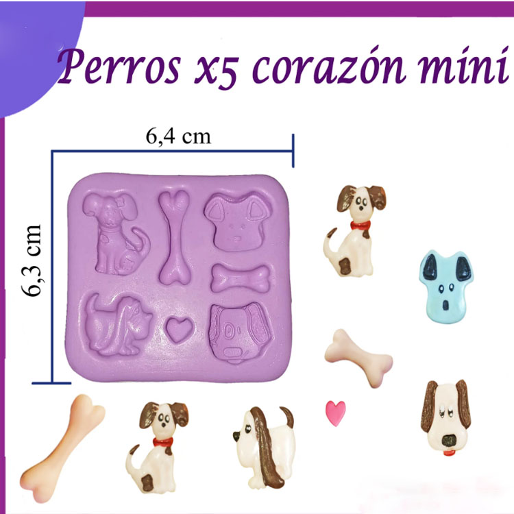 Molde en silicona perro para apliques en pasta flexible porcelanicron