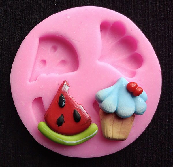 Molde En Silicona Cupcake Y Sandia Para Aretes En Pasta Fría