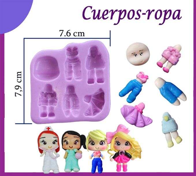 Molde en silicona ropa de muñecas apliques