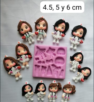 Molde en Silicona figuras cuerpo de muñecos de 4cm y 4.5cm