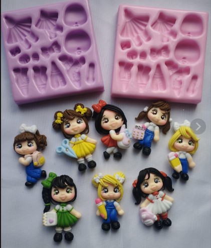 Molde en Silicona figuras cuerpo de muñecos de 4cm y 4.5cm