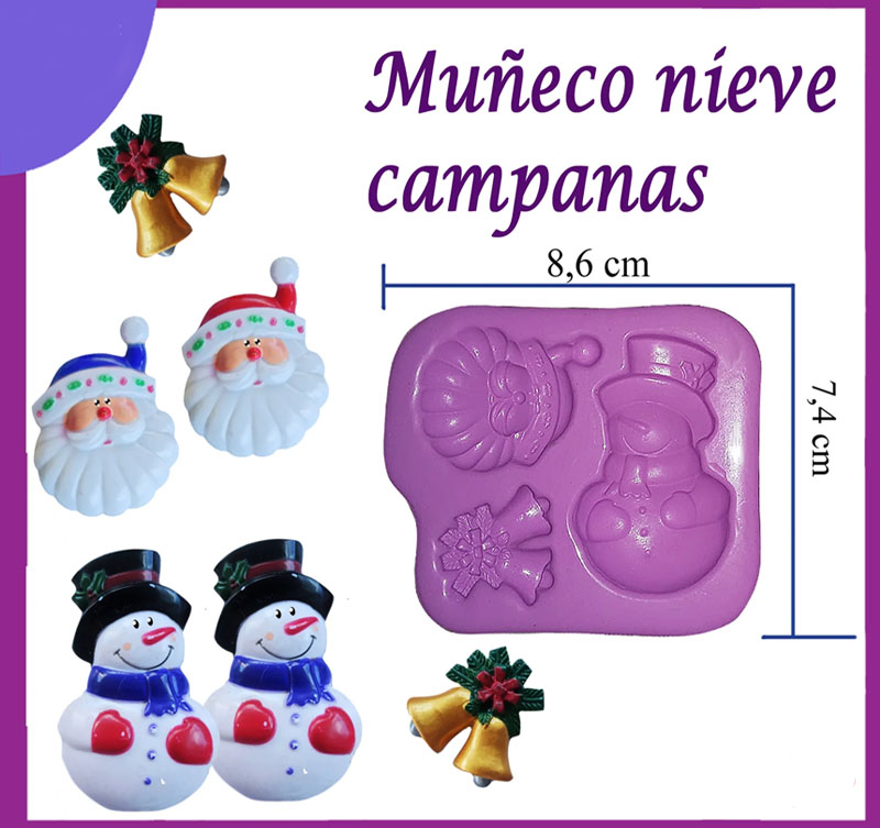 Molde muñecos nieve y campanas
