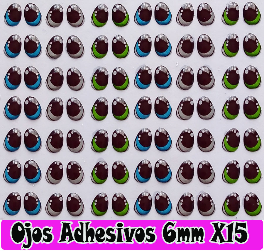 Ojos adhesivos de 6mm con relieve 3d sticker para manualidades