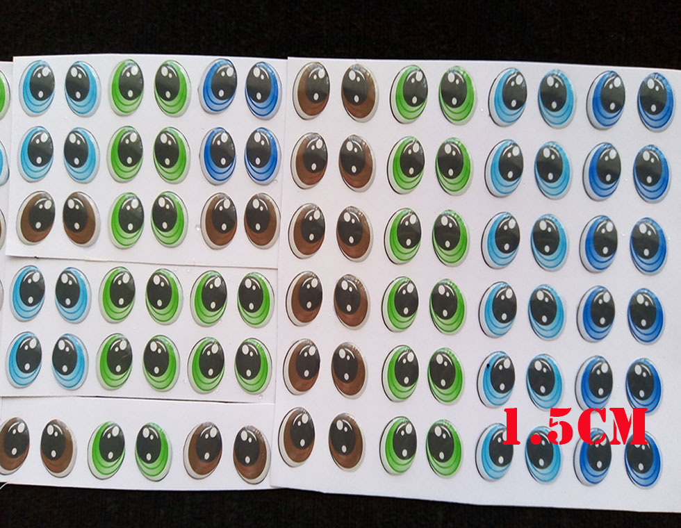 Cartón de Ojos Adhesivos ovalados de 1.5cm Resinados efecto 3d c