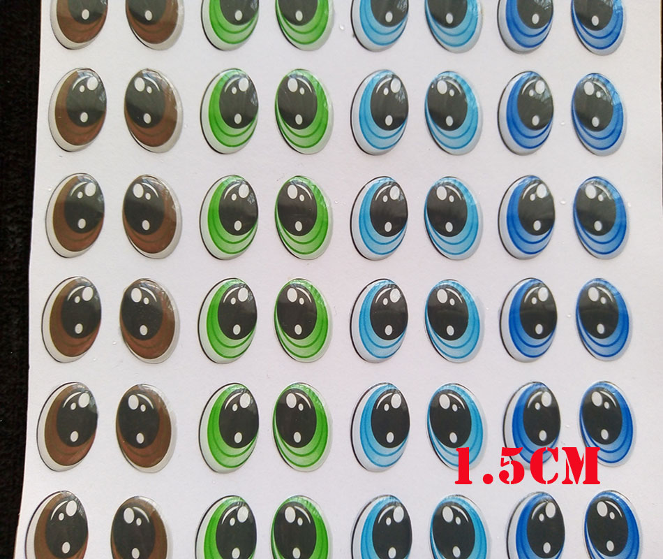 Cartón de Ojos Adhesivos ovalados de 1.5cm Resinados efecto 3d con relieve alto Pegatina 