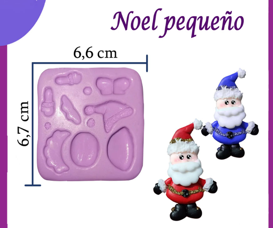 Molde flexible papa noel prendedor en pasta fria