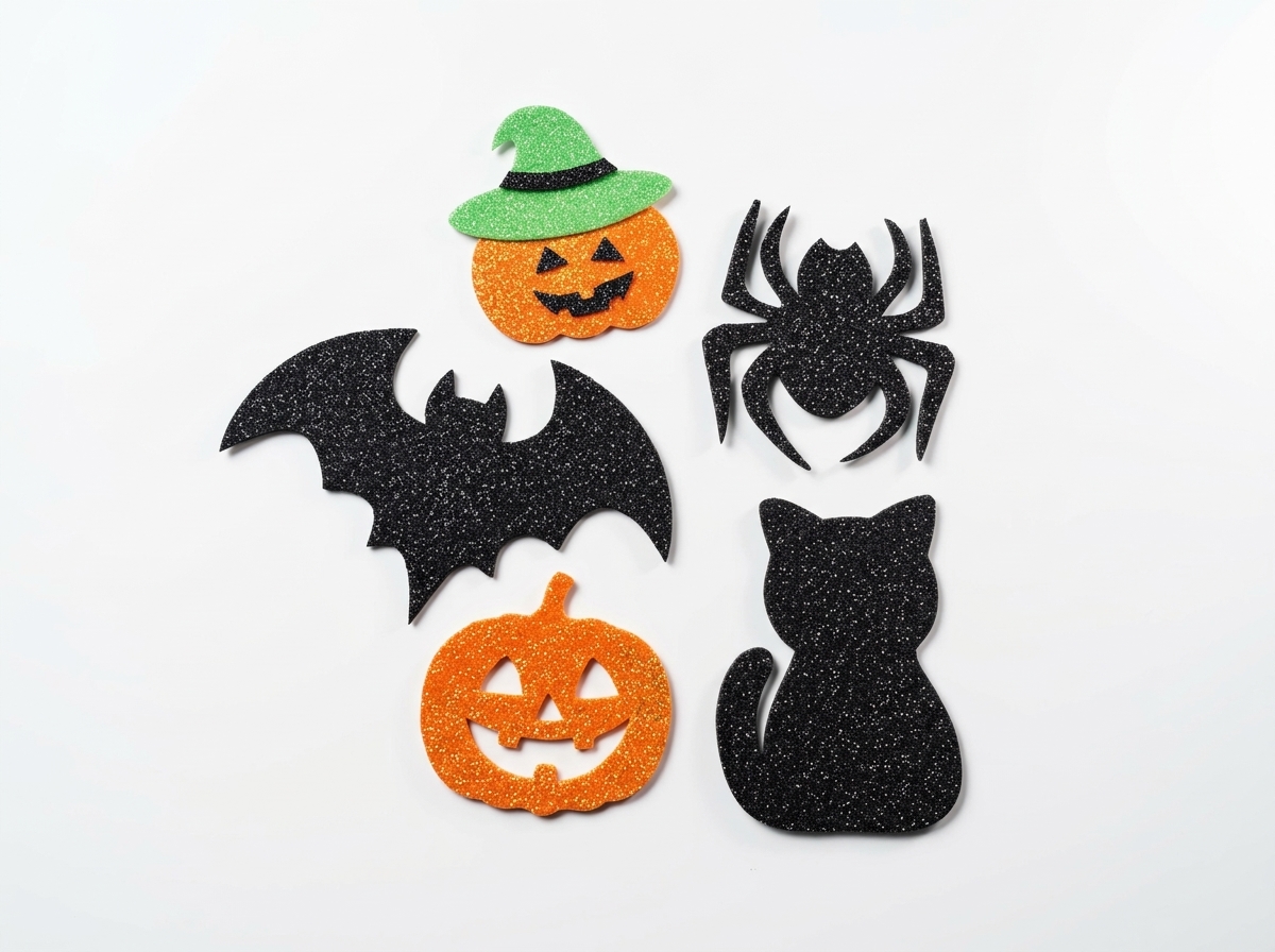 Figuras troquelados con Diseños Halloween en foamy Plano y Escarchado para Decorar Proyectos en goma eva y manualidades porcelanicron tarjetas fofuchas