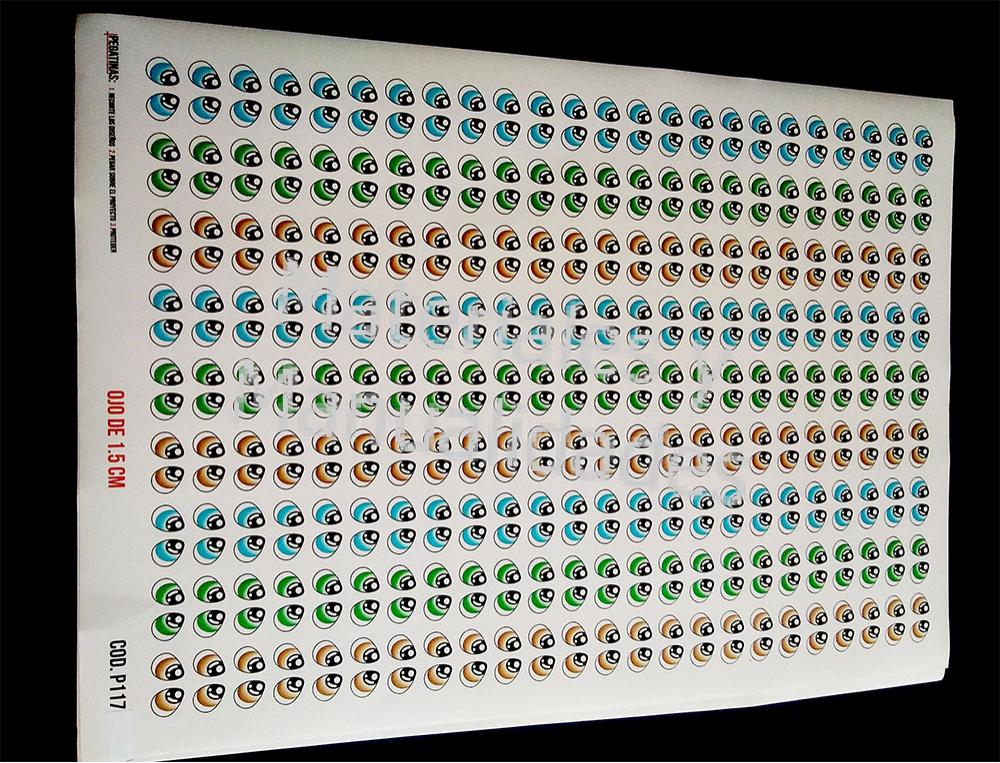 Lámina de Ojos autoadhesivos para muñecos manualidad fomi