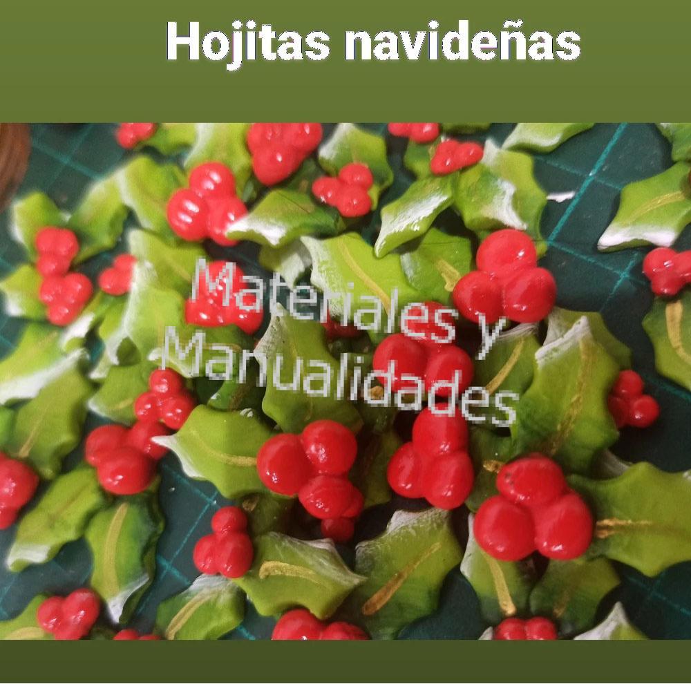 Molde en silicona para decorar porcelanicron muerdago hojas navidad