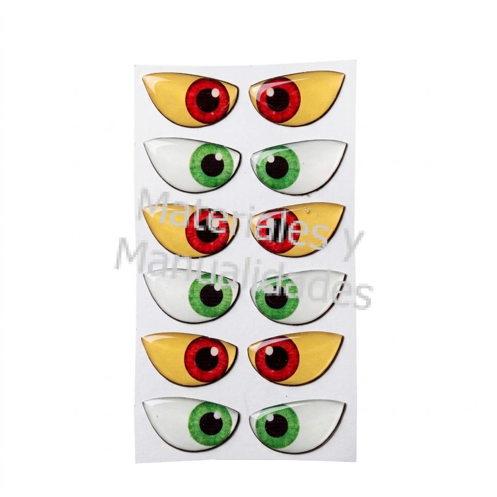 Ojos adhesivos para el grinch 2cm para decorar muñecos en tela peluches fomi pasta fria