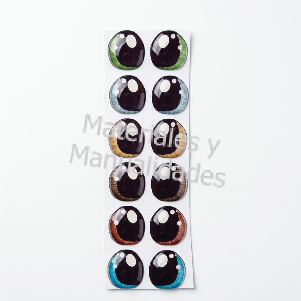 adorno sticker ojos adhesivos para muñecos en tela