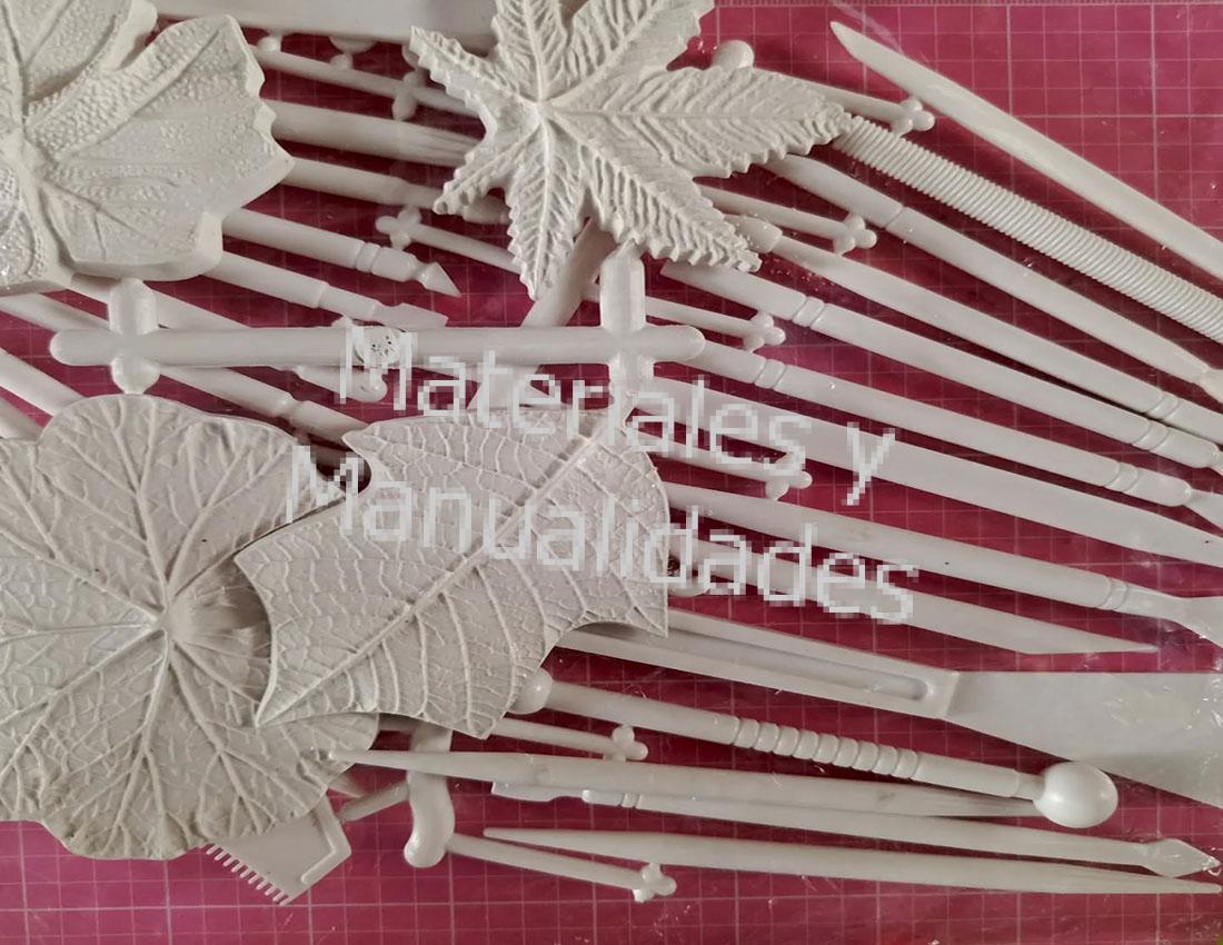 Set hojas nervadoras estecas estiletes bolillos para modelado 