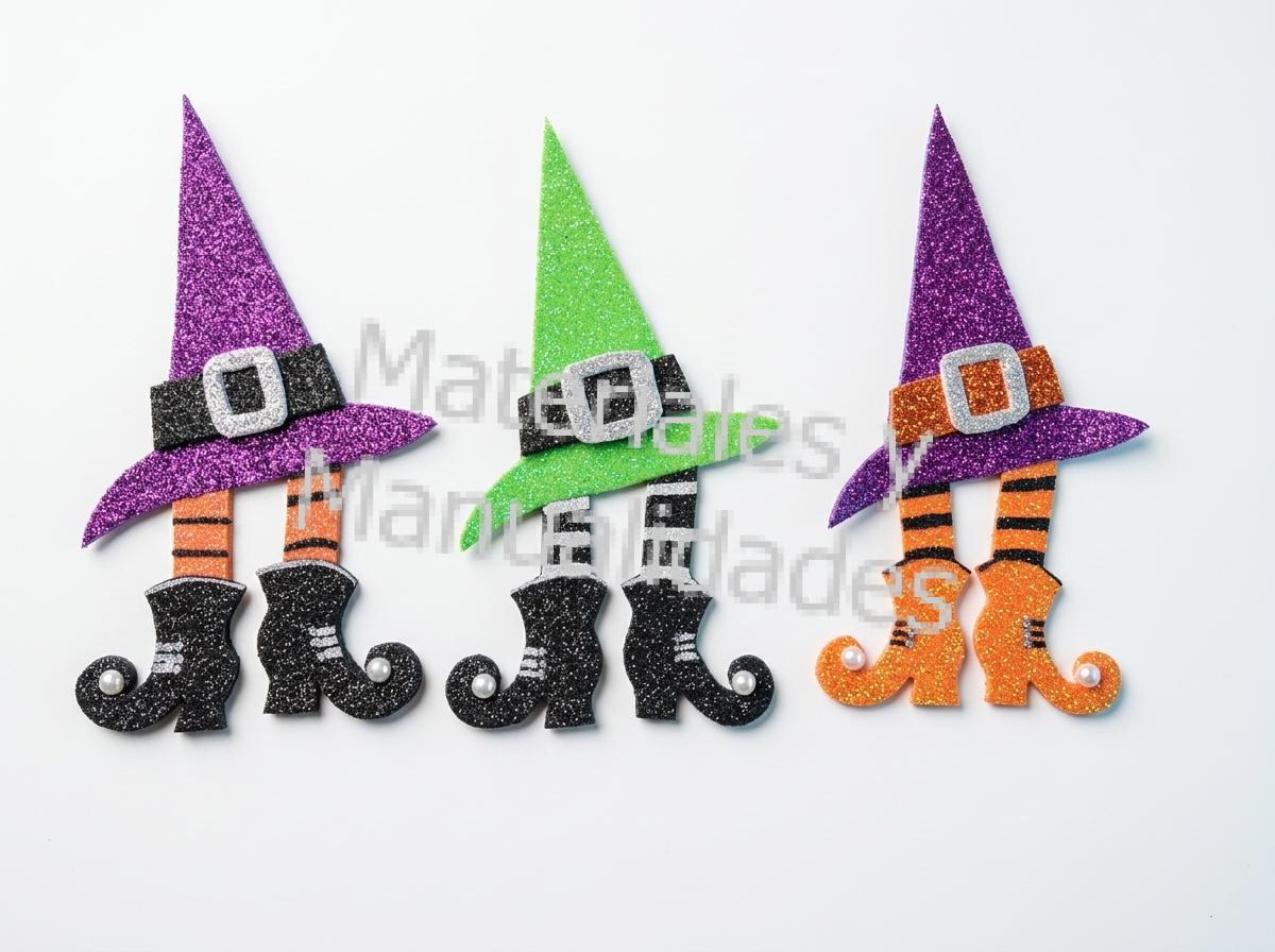 Sombrero coqueto con botas de perlas Adornos brillantes halloween figuras escarchadas