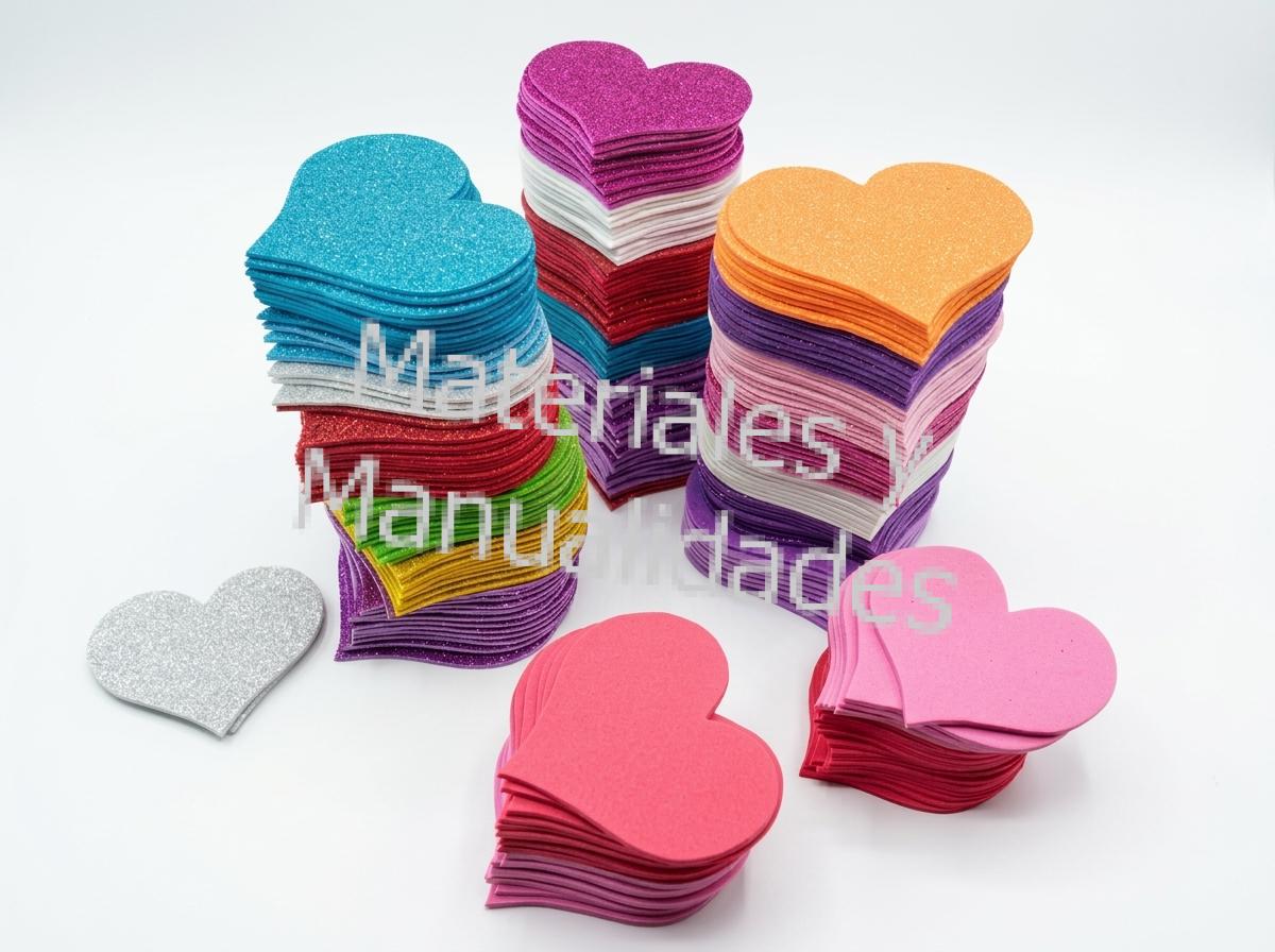 Figuras en fomy  adornos apliques forma de corazón en foamy planogoma eva