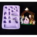 Molde en Silicona pesebre con casita recuerdos de nacimiento 3