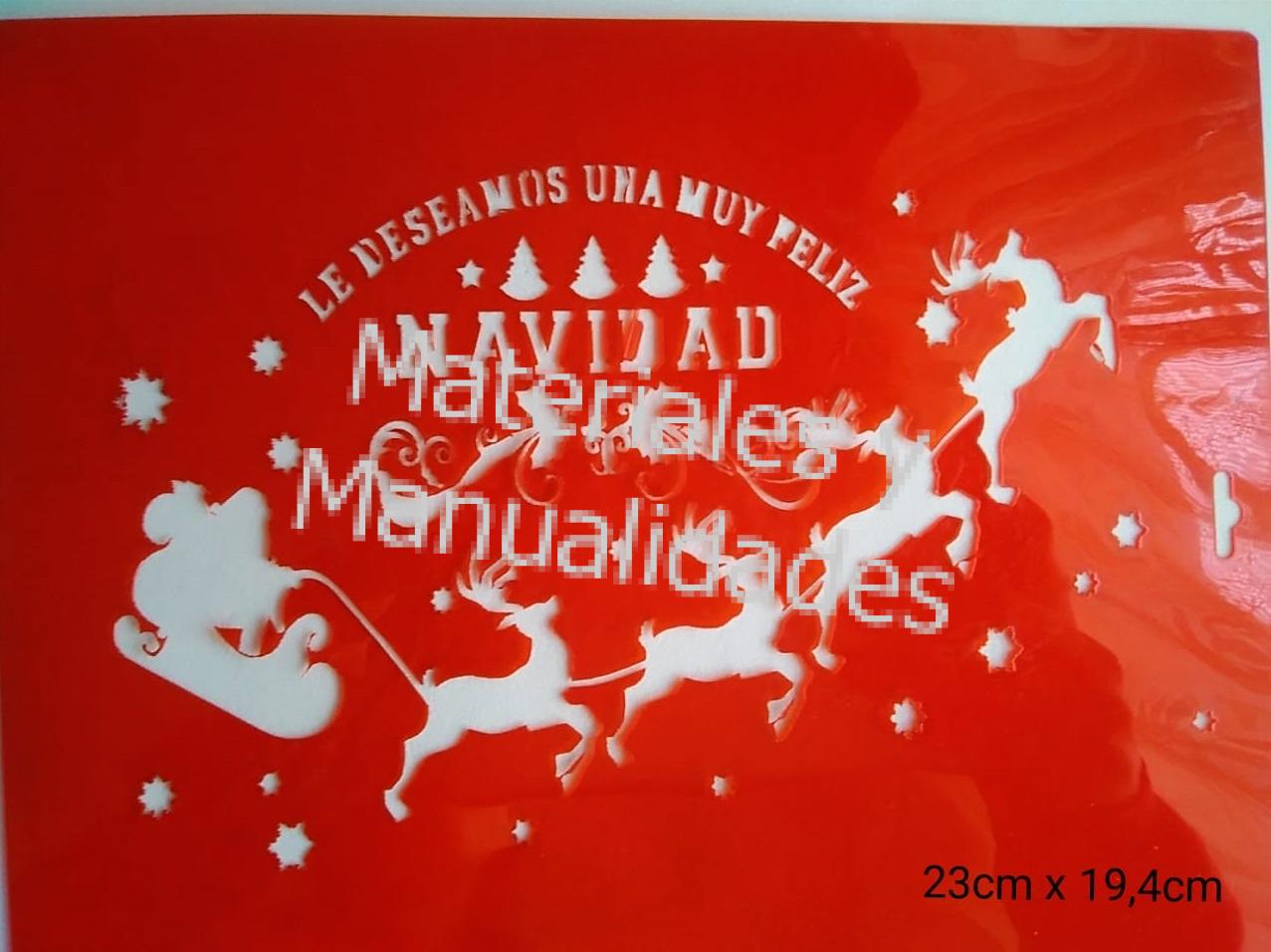 Stencil para manualidades feliz Navidad trineo y renos