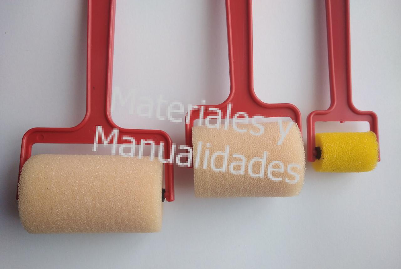 SET DE RODILLOS X3 EN ESPUMA PARA PONCEADO STENCIL Y DIFUMINAR Y ACRÍLICOS PARA ARTE Y MANUALIDADES, MATERIALES PARA EN MASA FLEXIBLE FOAMY EVA PASTILLAJE Y DECORACIÓN DE