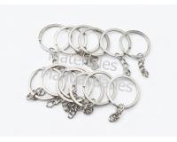 Kit 100 Argollas metálicas con cadena de 3cm para llaveros