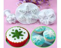 Molde cortador plástico copo de nieve para muffins navidad