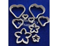 Molde cortador plástico de flores cartucho corazón y sépalos dob