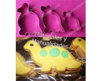 Cortador De Galletas Dinosaurio Utensilio Decoración Tortas 3pz