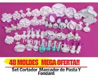 Kit cortadores expulsor para decorar tortas pasta y fondant o ga