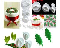 Cortador Con expulsor Hoja de navidad rizada muérdagos
