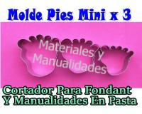 Molde en acero molde pies mini para fondant galletas y porcela