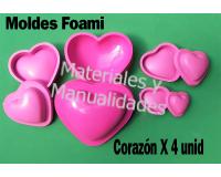 Molde para Foami Corazón x4 para termoformado pastillaje fondant