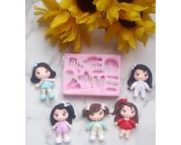 Molde en Silicona muñecas x5 para apliques con pasta flexible