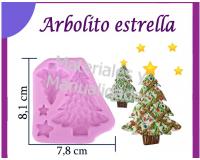 Molde en silicona Árbol y estrella para masa flexible