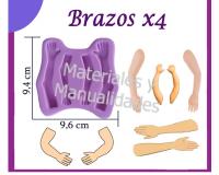 Molde en silicona Brazos x4 para masa flexible