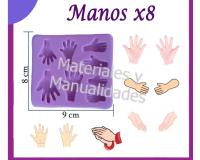 Molde en silicona manos x8 para masa flexible