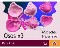 Molde para foami goma eva osos cara con texturas 3pz