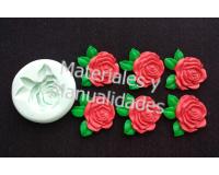 Molde Silicona rosas con hojas 3D para decoración de pasta molde