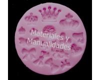 Molde en Silicona Coronas y moños para apliques en pasta