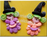 Brujitas Halloween Molde en silicona para  pasta fría y pastilla
