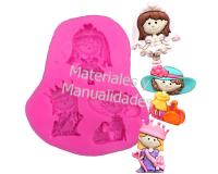 Molde silicona Muñeca o hadas apliques para fondant y pasta fr