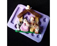 Molde en Silicona pesebre con casita recuerdos de nacimiento