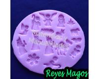 Molde en silicona Reyes Magos pesebre completo Navidad Camello J