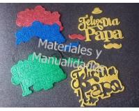 Pines feliz día papá mensajes en foami escarchado para bolsas y