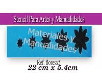 Stencil plantilla flores x5 para artes y manualidades 1pz