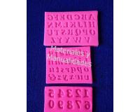 Molde silicona abecedario de 1cm mayúscula minúscula y números p