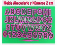 Molde para fondant letras 2 cm alfabeto Abecedario y números 2 c