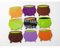 Set Adornos foami caldero Halloween para decorar 6pz