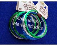 3 rollos Alambre Moldeable verde plata azul para manualidades 30