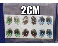 Cartón de Ojos adhesivos ovalados 2cm para muñecos en tela pasta