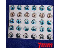 Cartón de Ojos adhesivos iris de 7mm despegables sticker 15pz