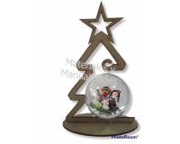Árbol con estrella en madera mdf soporte de esferas acrílicas de