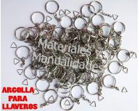 50 Argolla metálicas 2.cm con cadena para llaveros herrajes meta